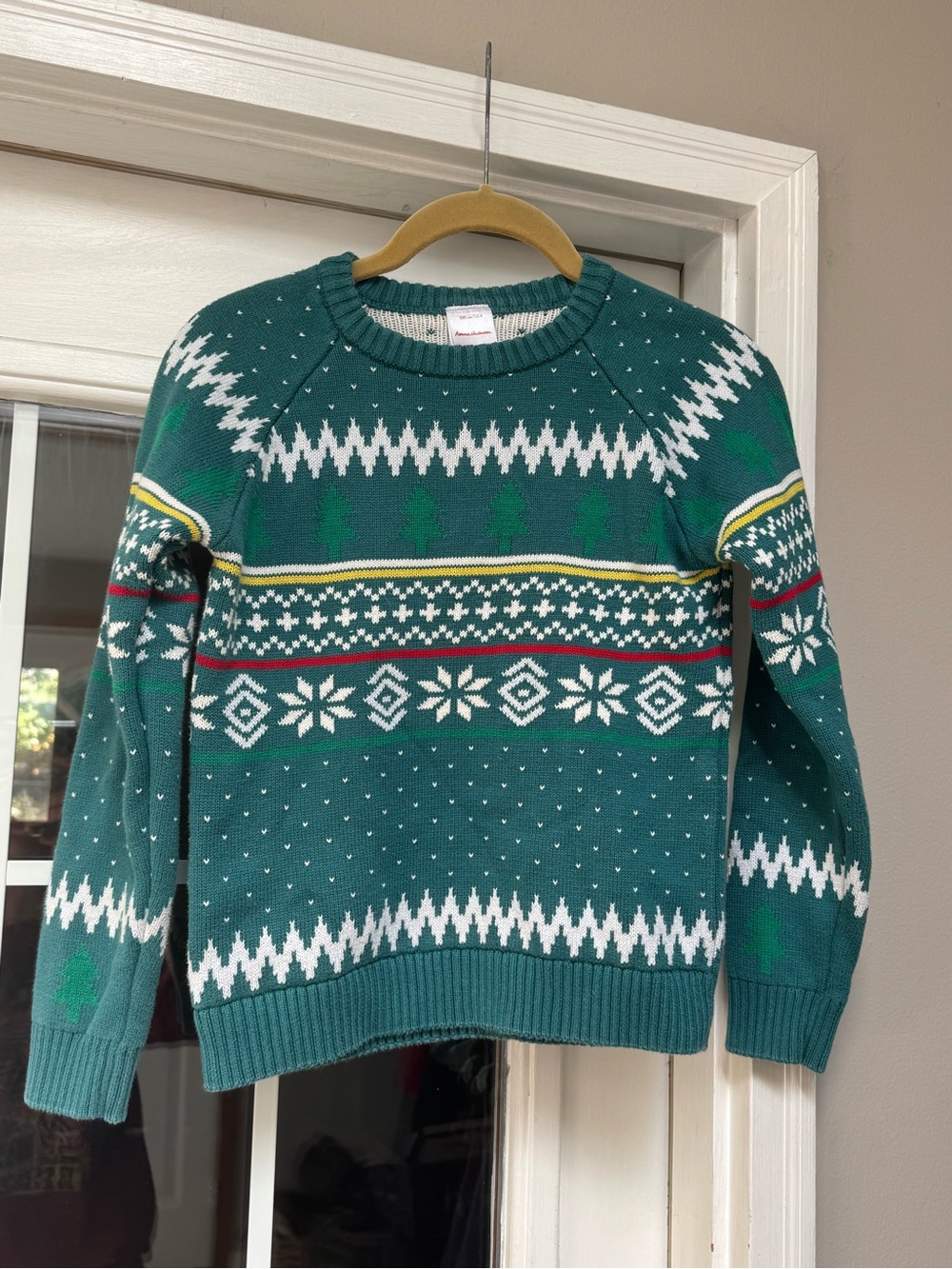 Hanna Andersson Kids Green Fair Isle Christmas Tree Cotton Sweater 130 US 8
